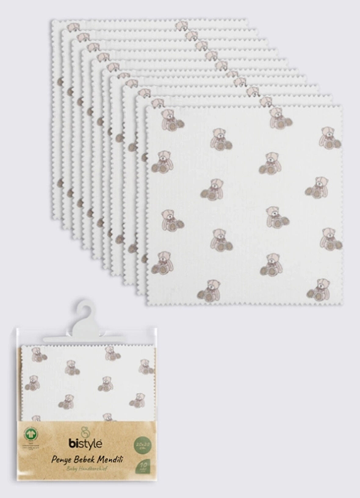 CEYLAN ADAM  Bistyle Bear 20x20 10'Lu Penye Mendil 90162 Ekru