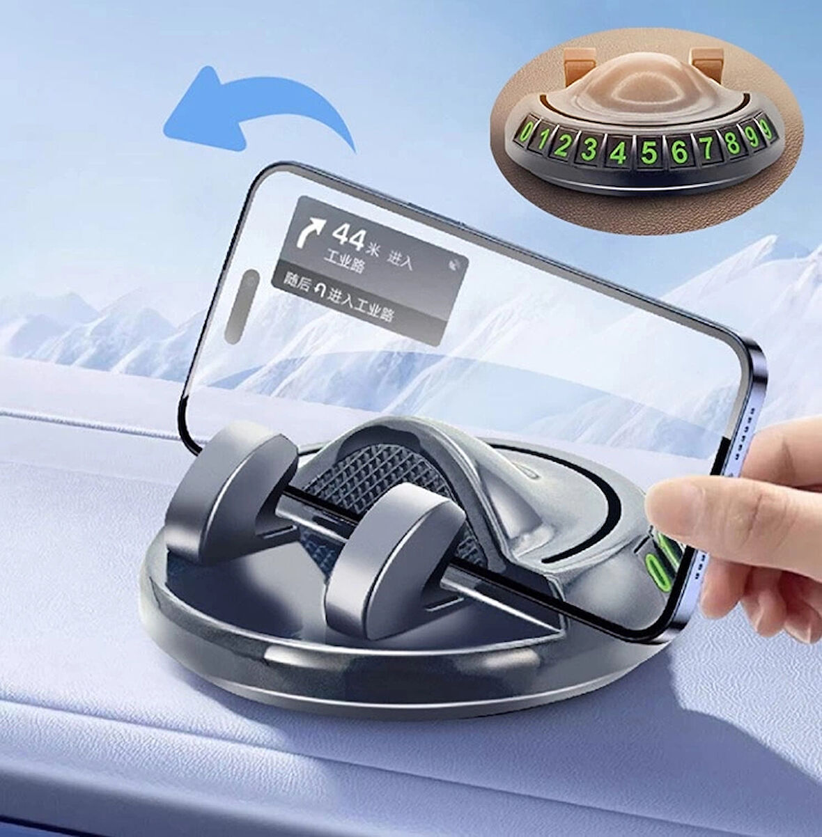 CEYLAN ADAM  360° Dönebilen Yapışkanlı Numaratörlü Araç Telefon Tutucu