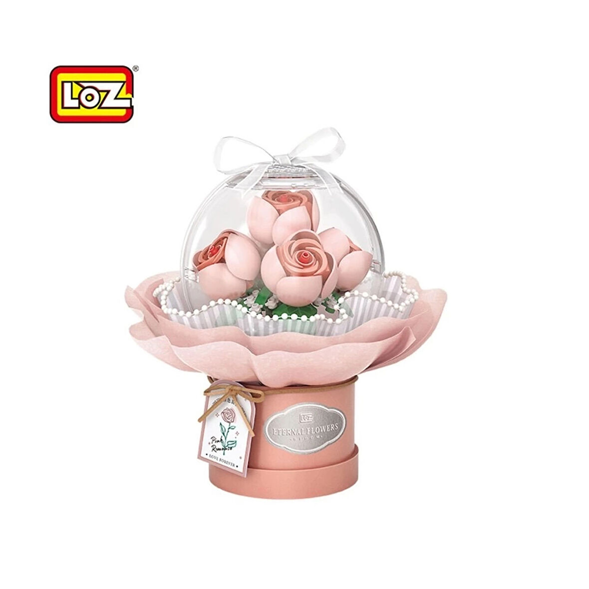 CEYLAN ADAM  LZ-1298 LOZ LEDLİ PEMBE GÜL BUKETİ 285 PARÇA BLOCK OYUNCAK