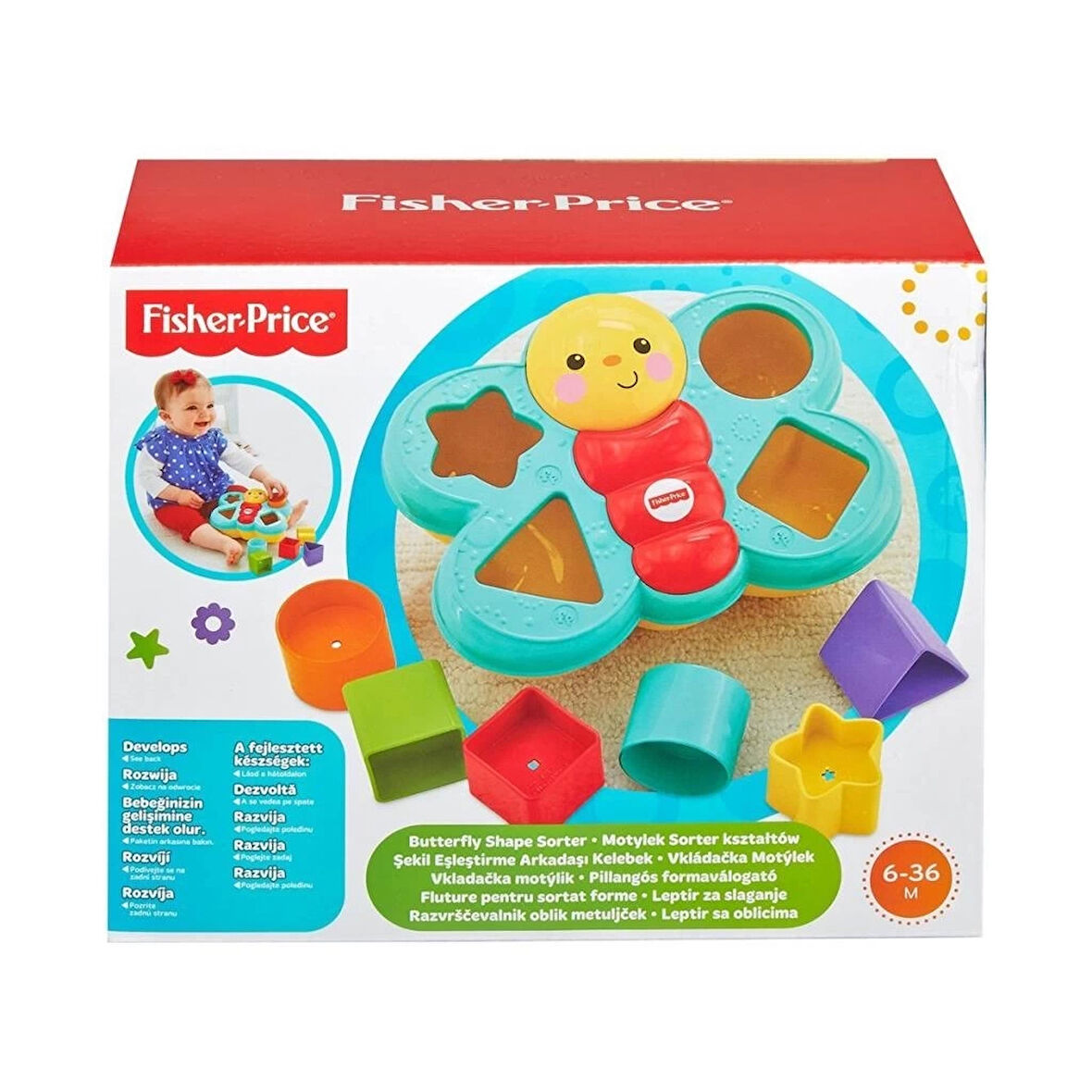 CEYLAN ADAM Nessiworld CDC22 Fisher-Price® Şekil Eşleştirme Arkadaşı Kelebek / Sıralama ve Şekil Ayırma Oyuncakları