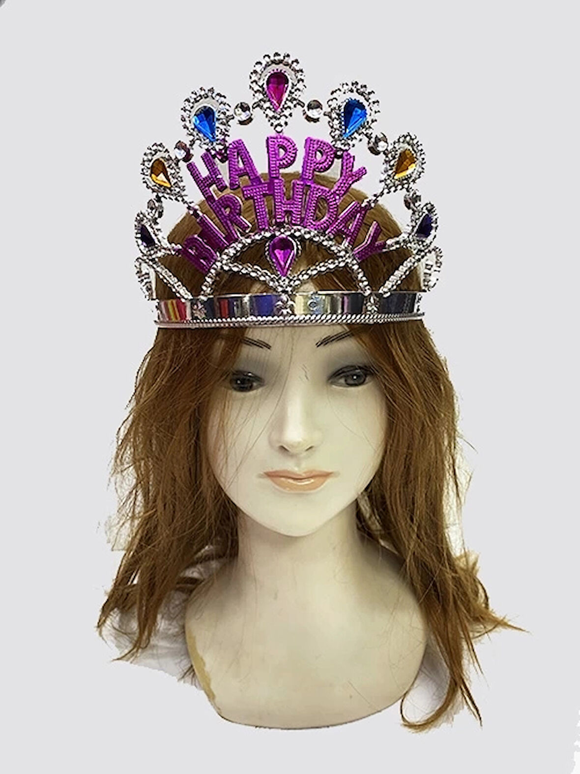 CEYLAN ADAM Nessiworld  Gümüş Renk Happy Birthday Yazılı Doğum Günü Tacı 60 cm