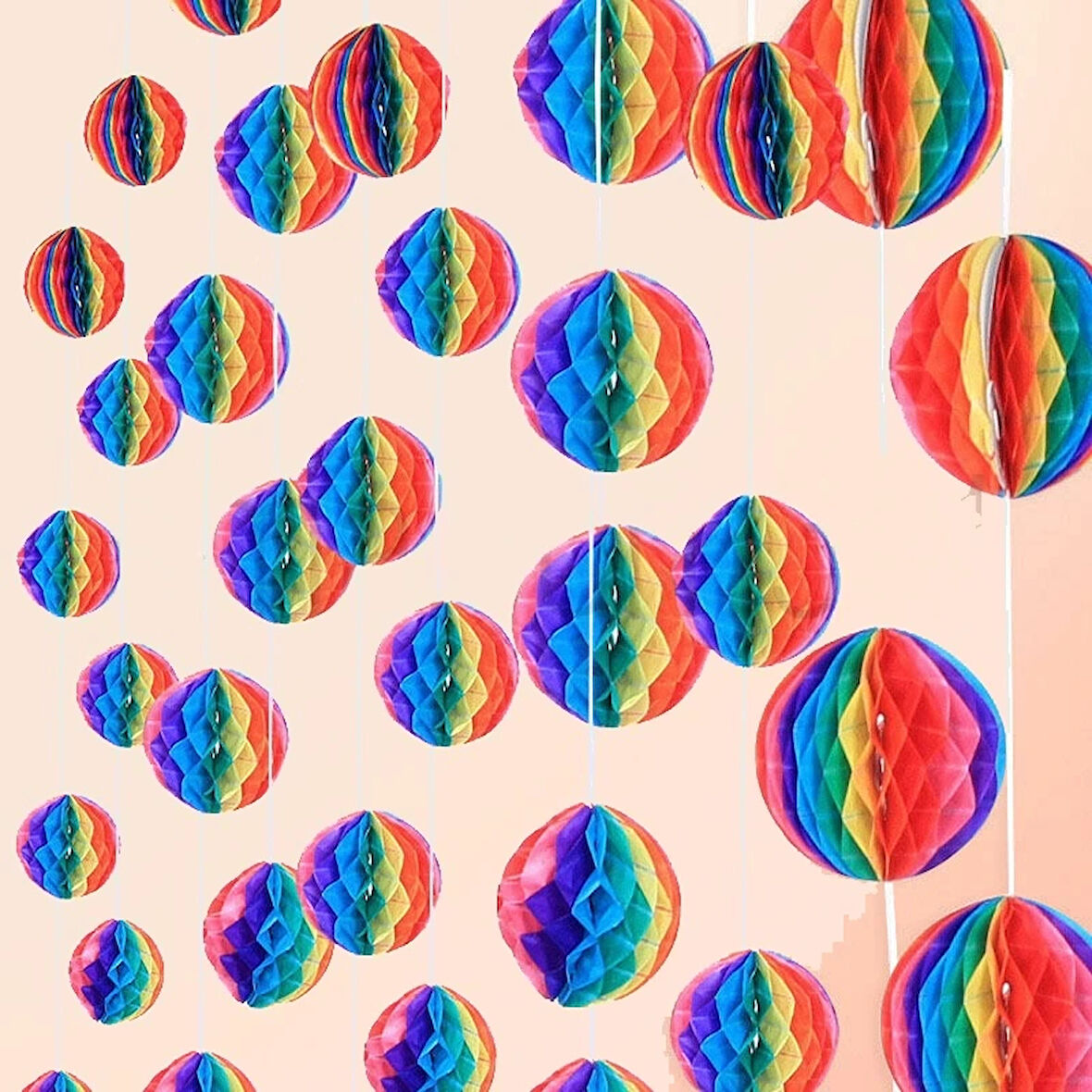 CEYLAN ADAM Nessiworld  Gökkuşağı Renkli 30 cm Rengarenk Kağıt Süs Fener 1 Adet
