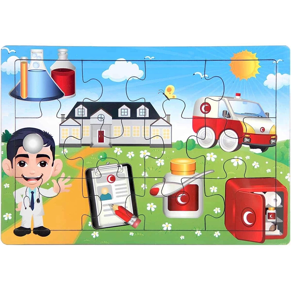 CEYLAN ADAM   Ahşap Eğitici Puzzle 12 Parça