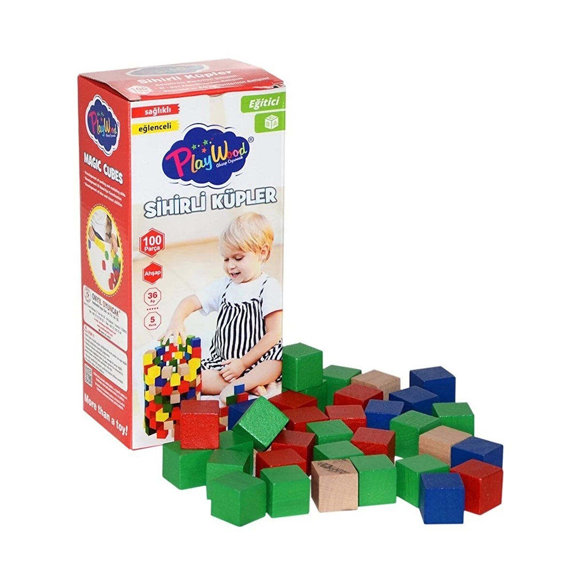 CEYLAN ADAM   Playwood Ahşap 100 Parça Sihirli Küpler
