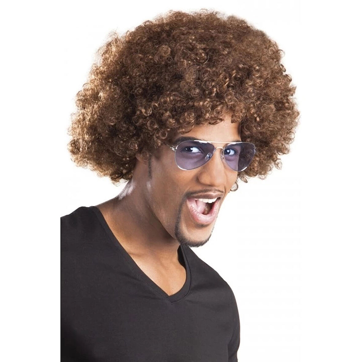 CEYLAN ADAM   Kahve Renk Kıvırcık Afro Bonus Peruk