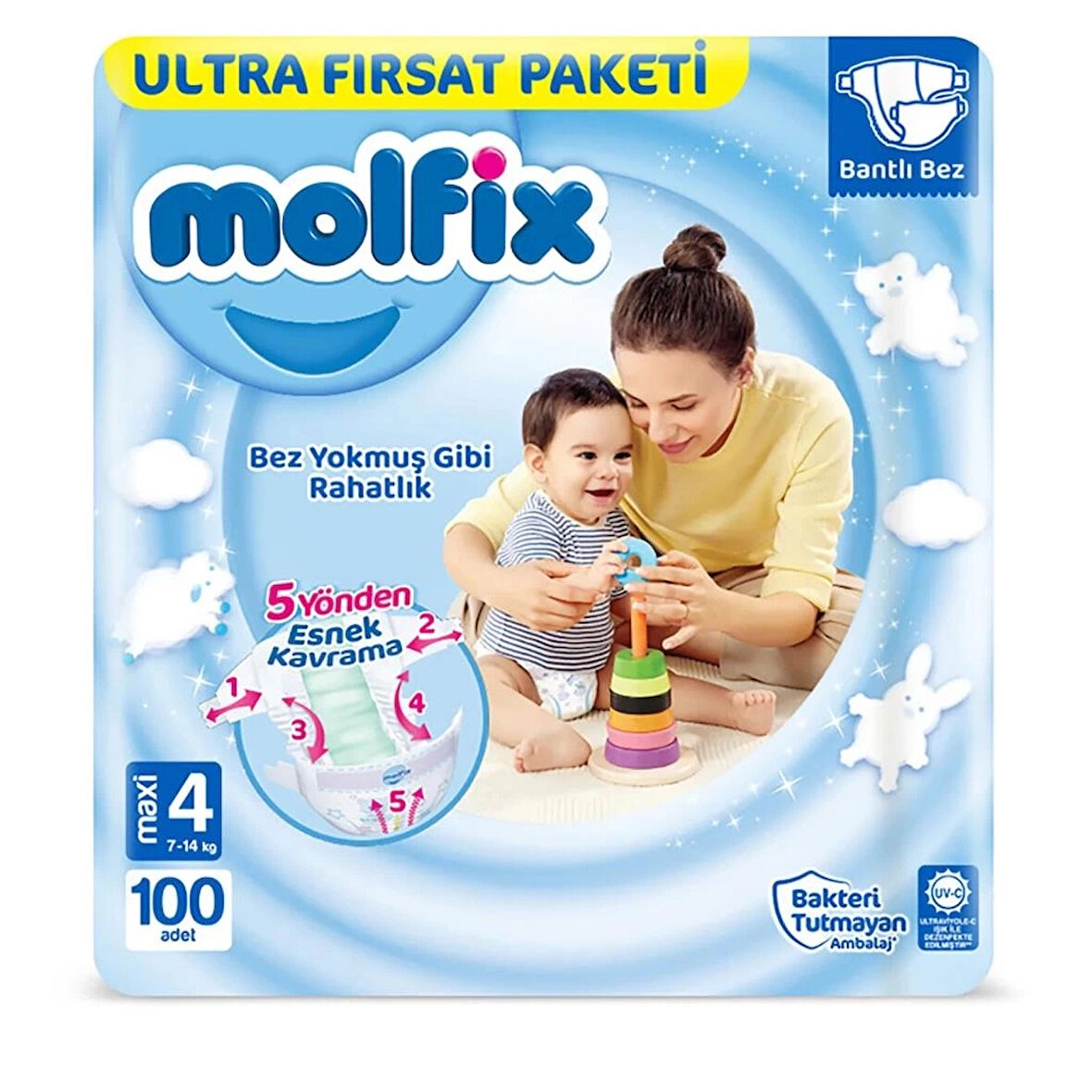 CEYLAN ADAM   Molfix Bebek Bezi Ultra Fırsat Paketi 4 Beden 7-14 Kg 100 Adet