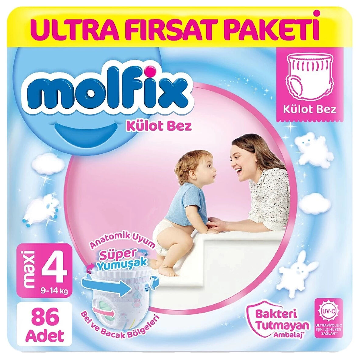 CEYLAN ADAM  Molfix Külot Bez Ultra Fırsat Paketi 4 Beden 9-14 Kg 86 Adet