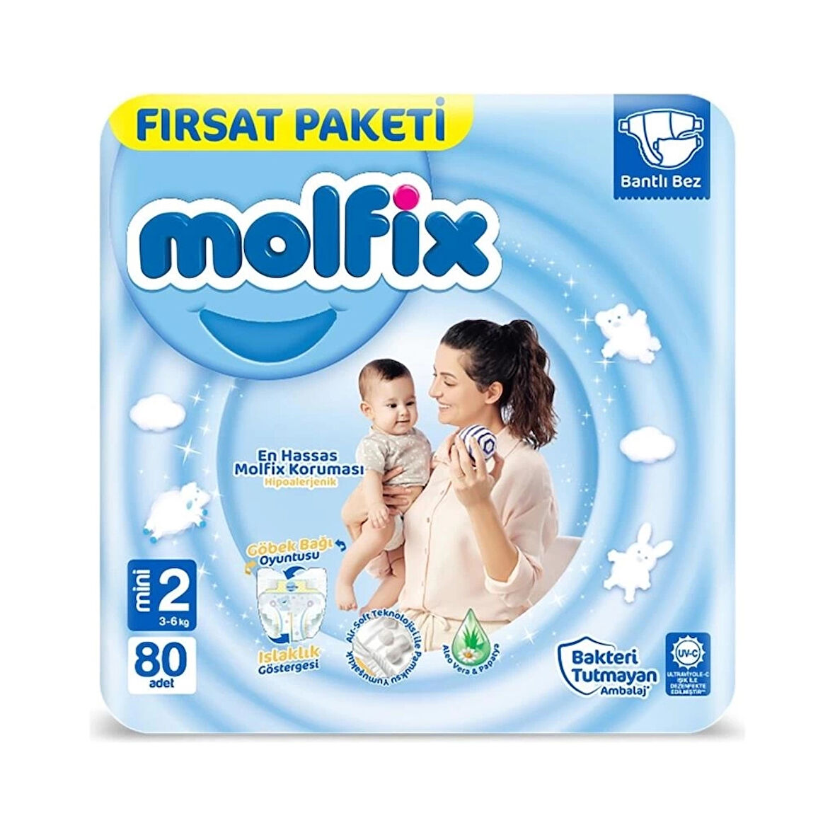 CEYLAN ADAM   Molfix Bebek Bezi Fırsat Paketi 2 Beden 3-6 Kg 80 Adet