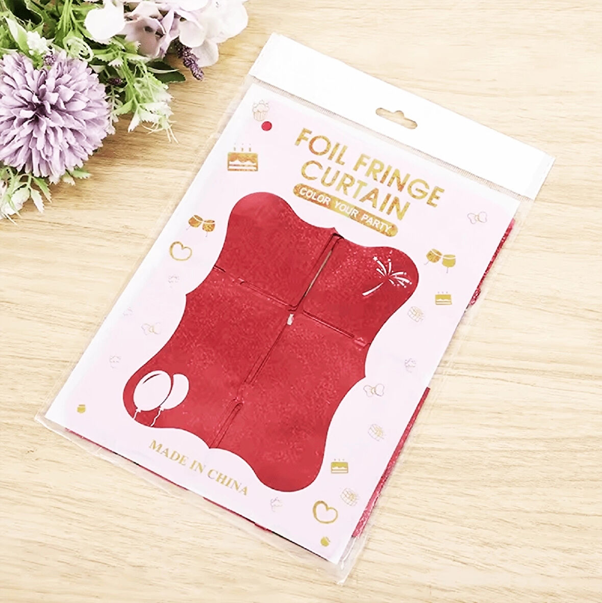 CEYLAN ADAM     Kırmızı Renk Dikdörtgen Kesim Parlak Sim Görünümlü Fon Perde Dekor 1x2 Metre