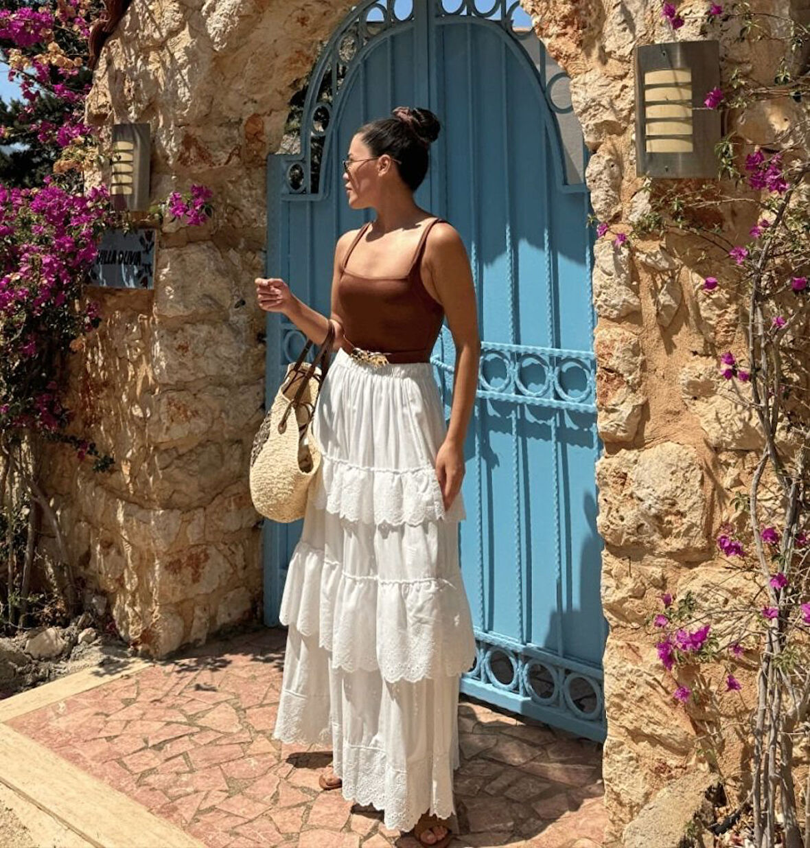 Katlı Pileli Etek - Ekru