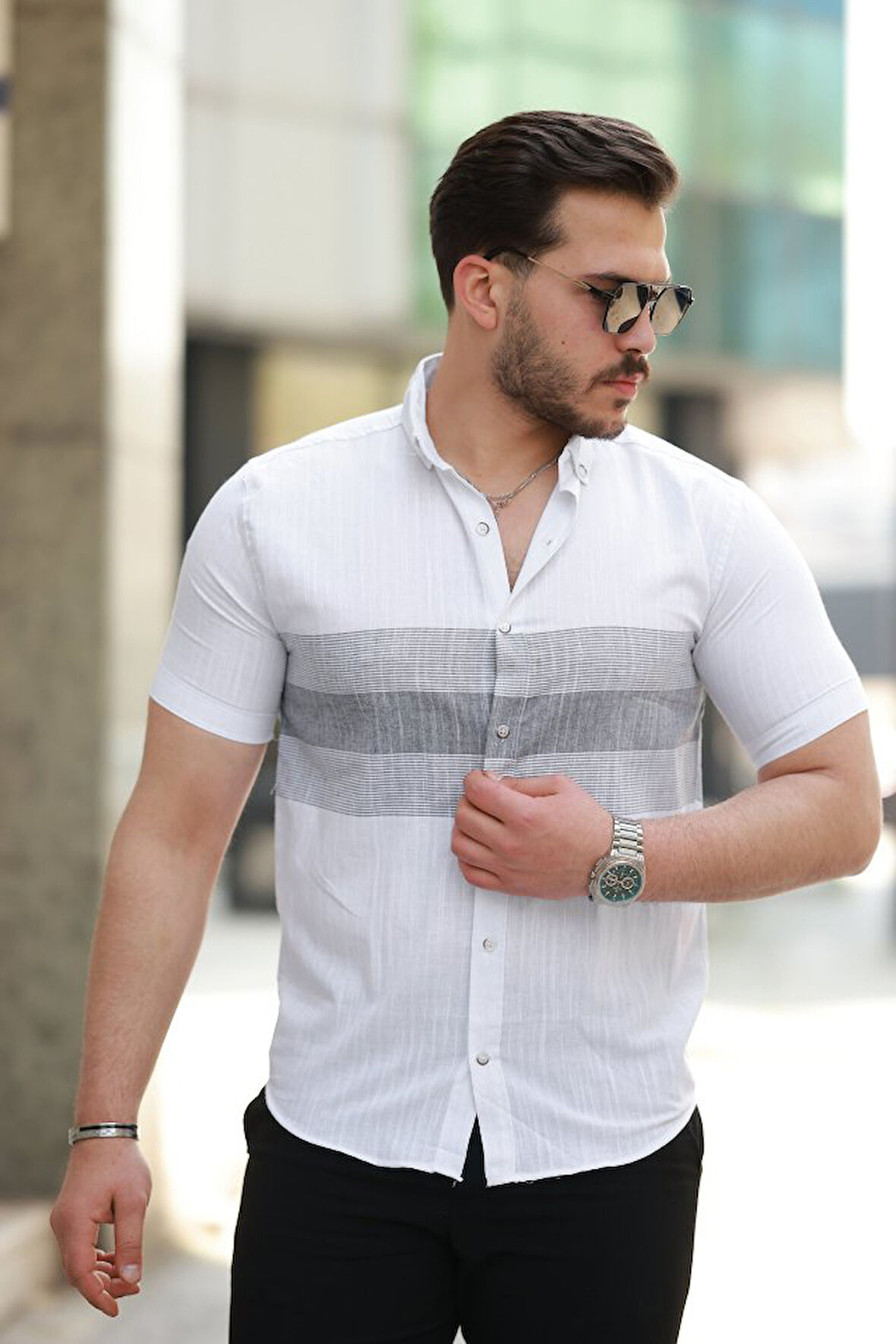 Erkek Desenli Kısa Kollu Gömlek