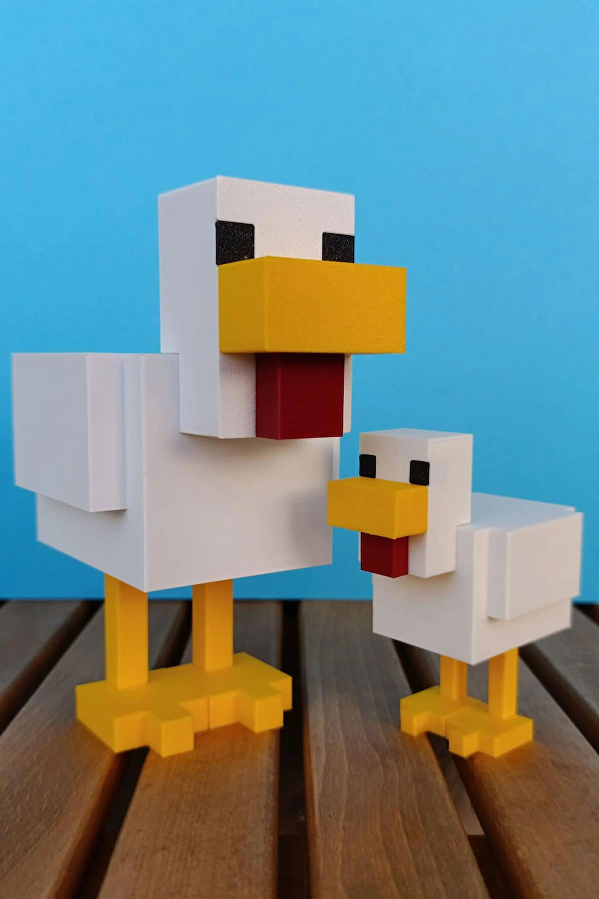 Minecraft 2'li Tavuk Figür Seti – Koleksiyonluk & Hediyelik - Piksel Stil Dekor & Masaüstü Aksesuar