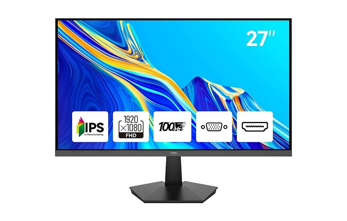 NPC MF2708-A 27" 1920x1080 5ms 100 Hz 1 Adet HDMI 1 Adet VGA Full HD IPS Monitör Siyah