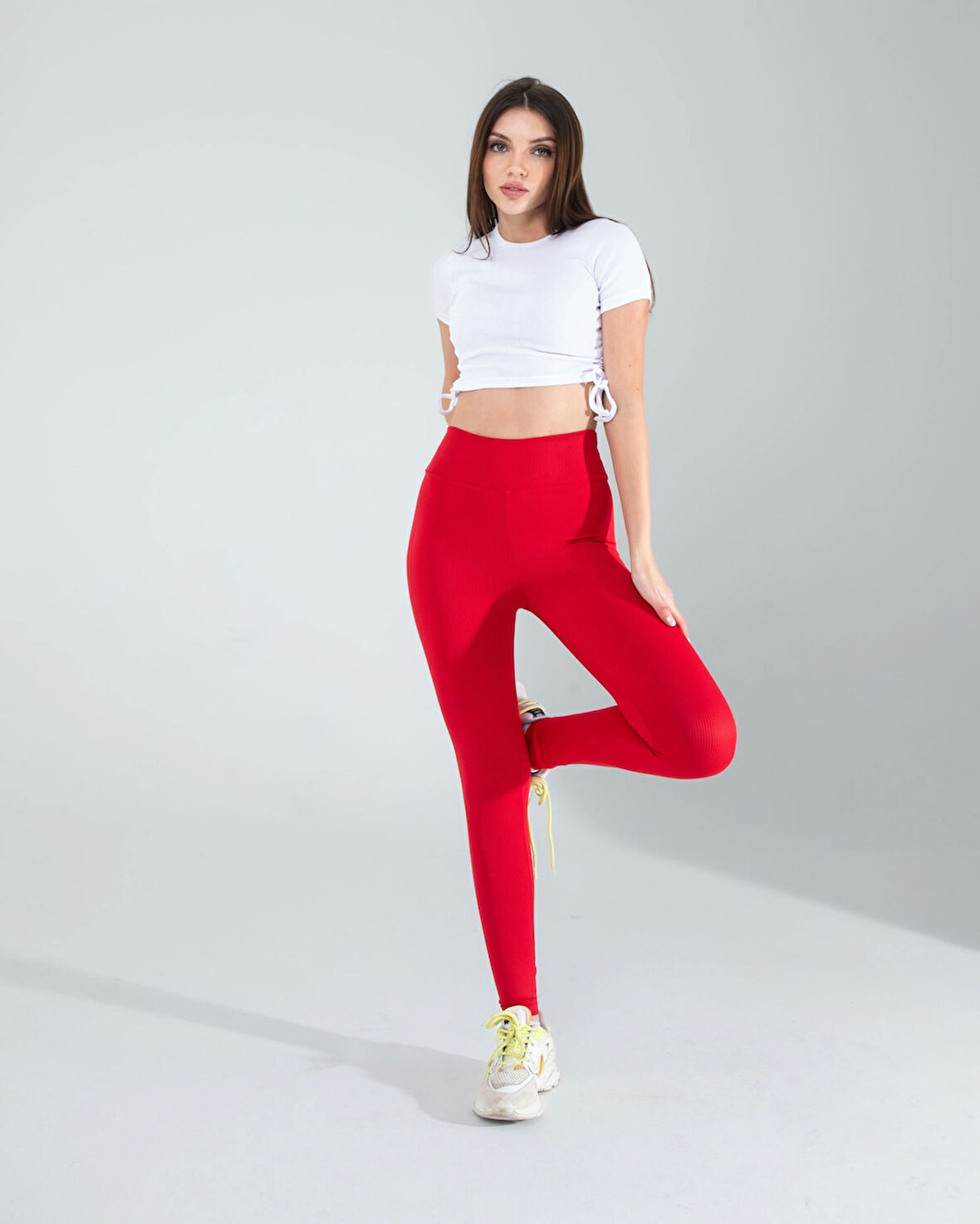 Kırmızı Fitilli Push Up Toparlayıcı Spor Tayt