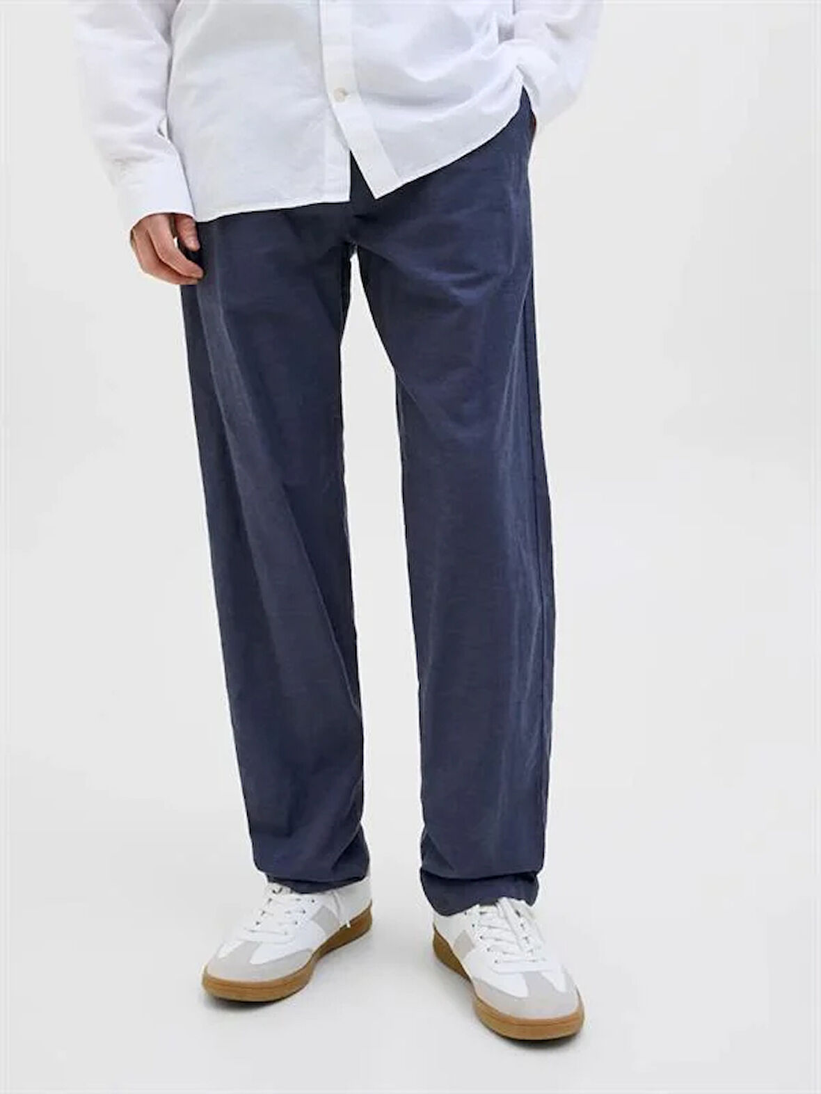 12248606 Relaxed Fıt Beli Lastikli Keten Jogger Erkek Pantolon Lacivert