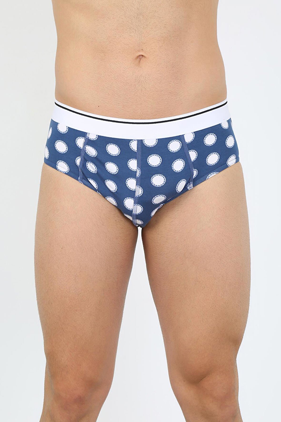 Erkek Pamuk Desenli Likralı Slip Lacivert 40131