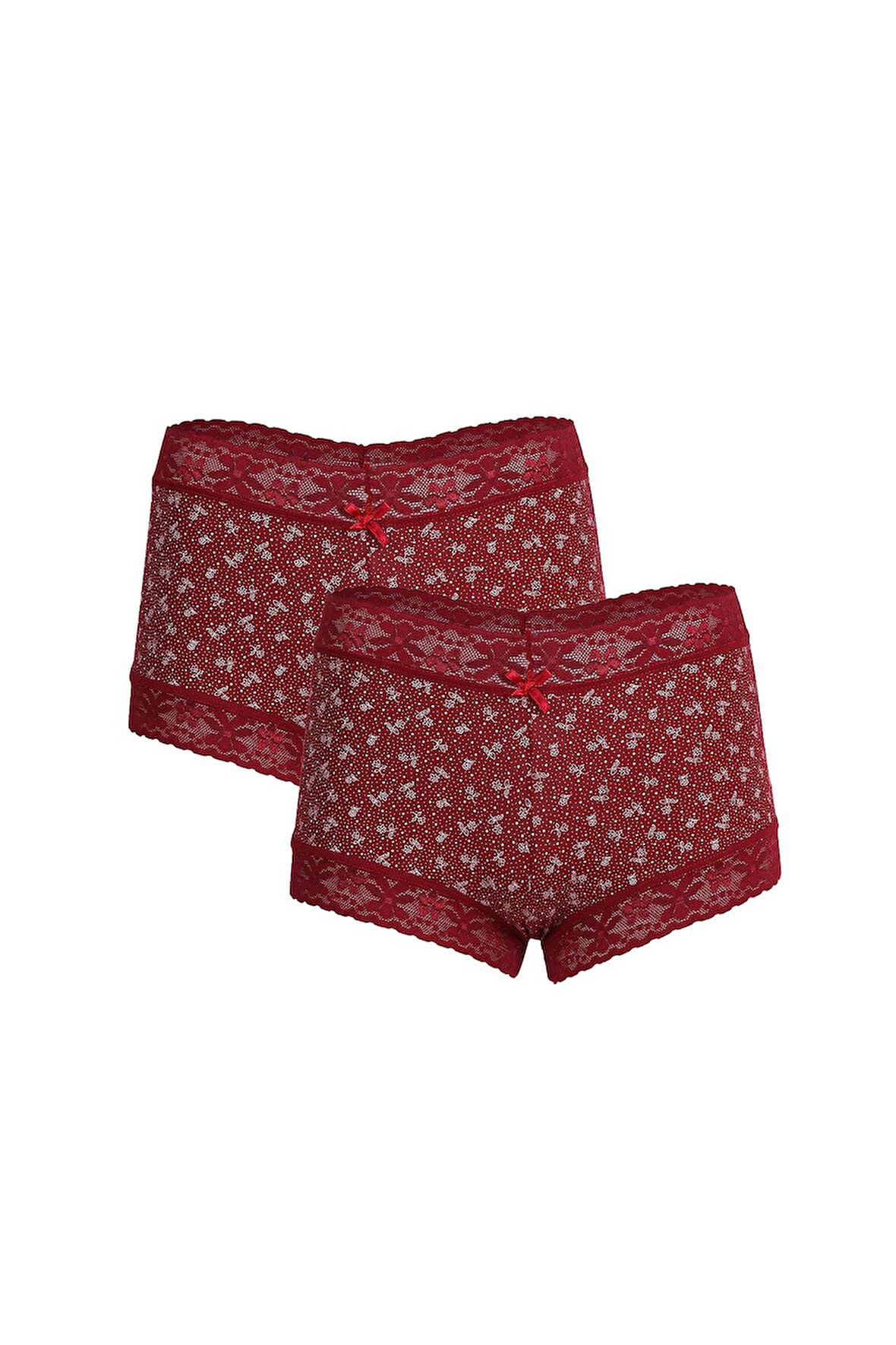 Kadın Pamuklu 2li Boxer Bordo 40266