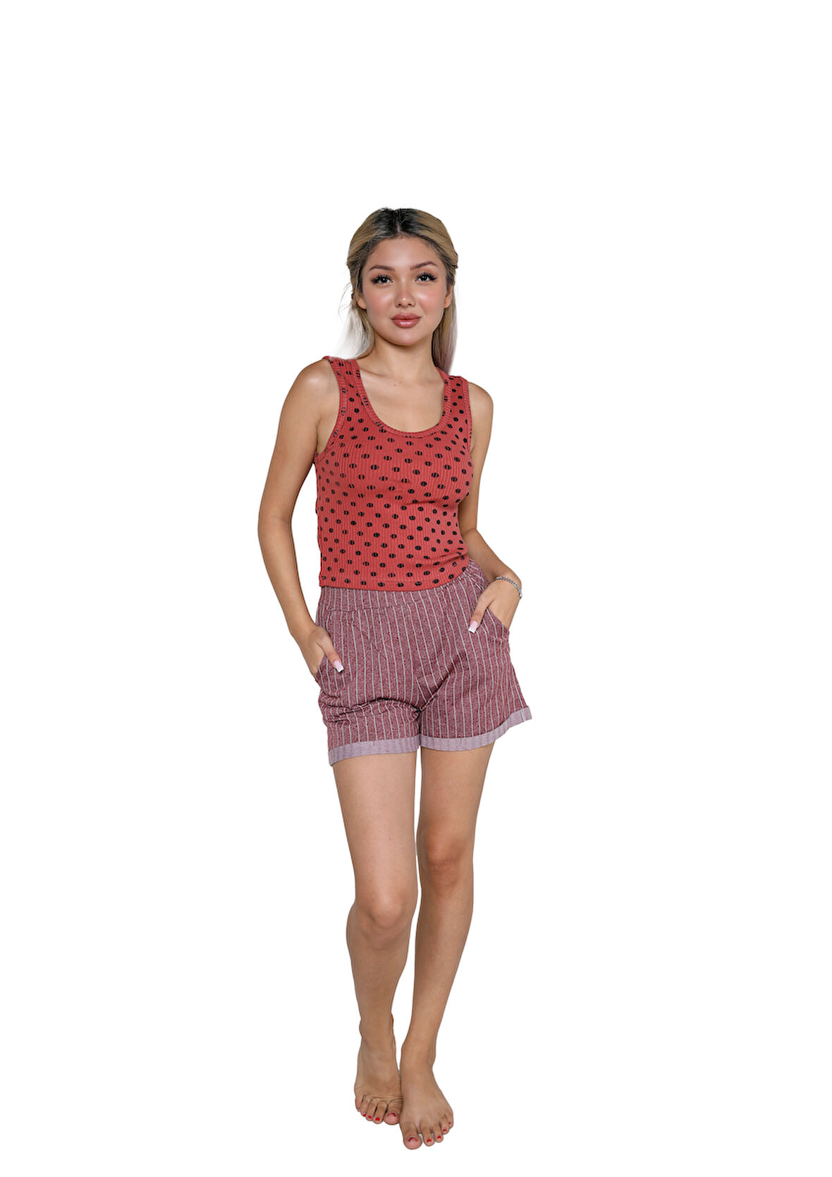 Kadın Kalın Askılı Şortlu Pijama Takım 3630