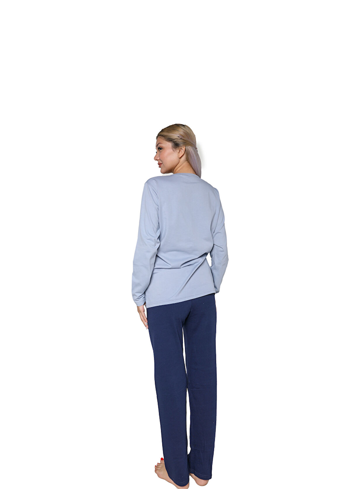 Kadın Uzun Kol Penye Pijama Takımı Lila 41110
