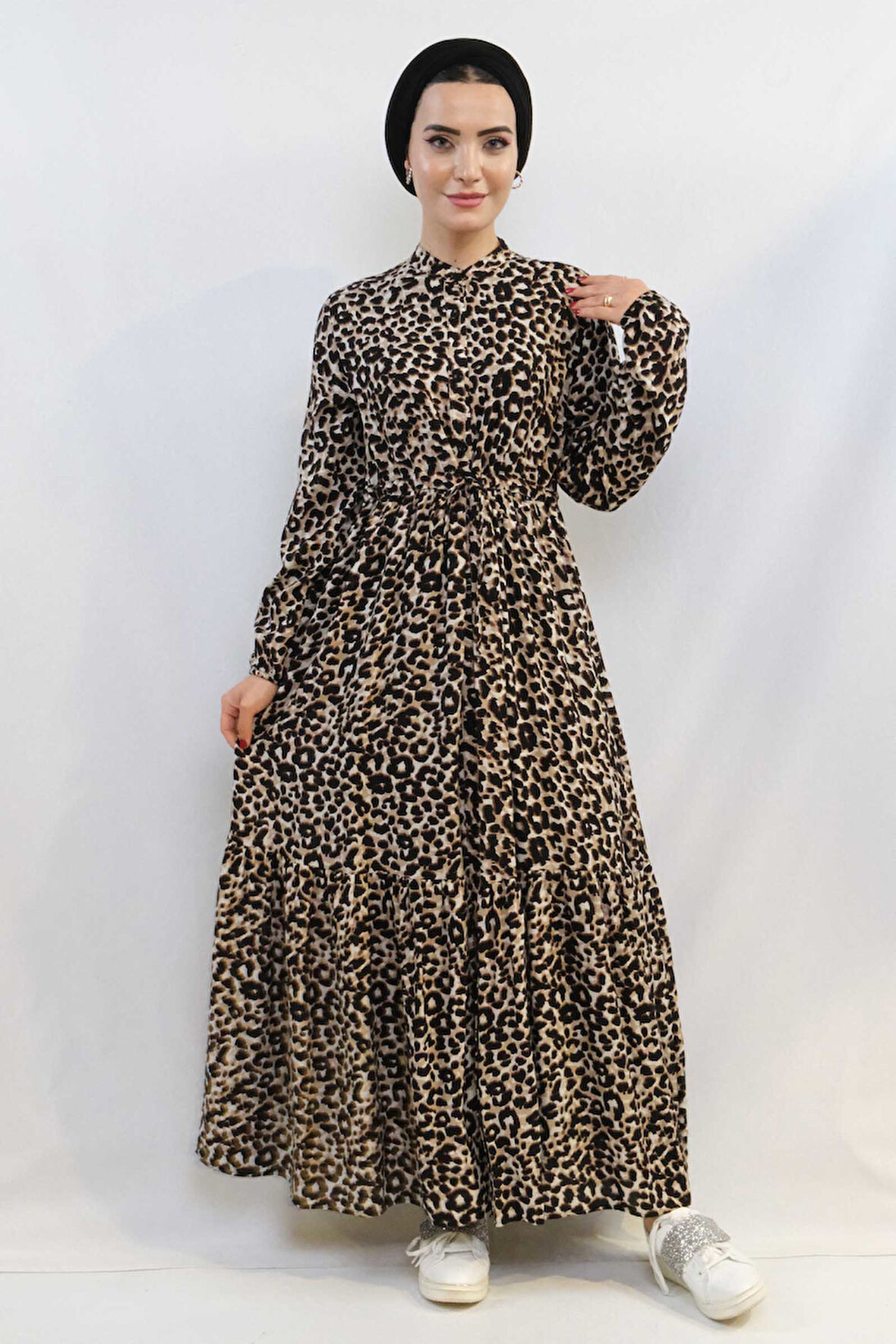 Leopar Desenli Elbise