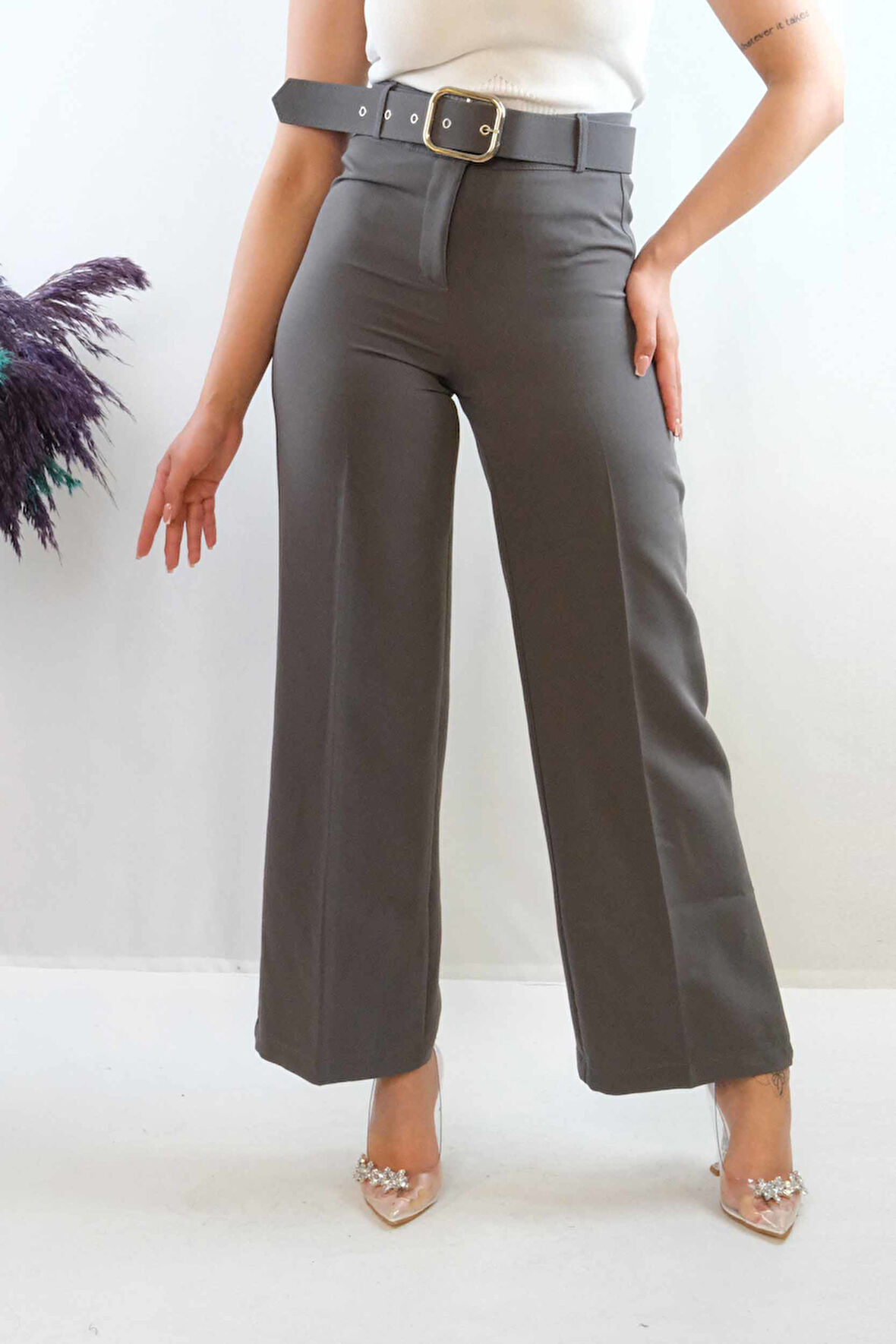 Kemerli Pantolon Füme