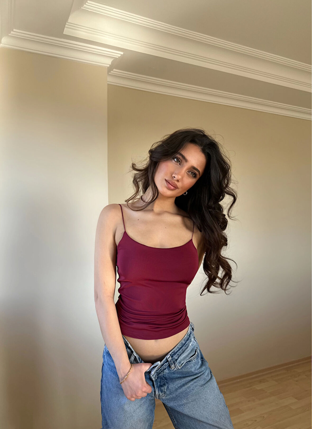 Bordo ZRA Model Poliamid İp Askı Bluz