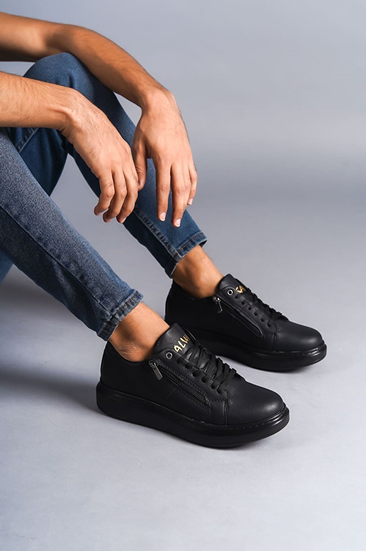 Bağcıklı ve Fermuarlı Cilt Erkek Günlük Sneaker Ayakkabı