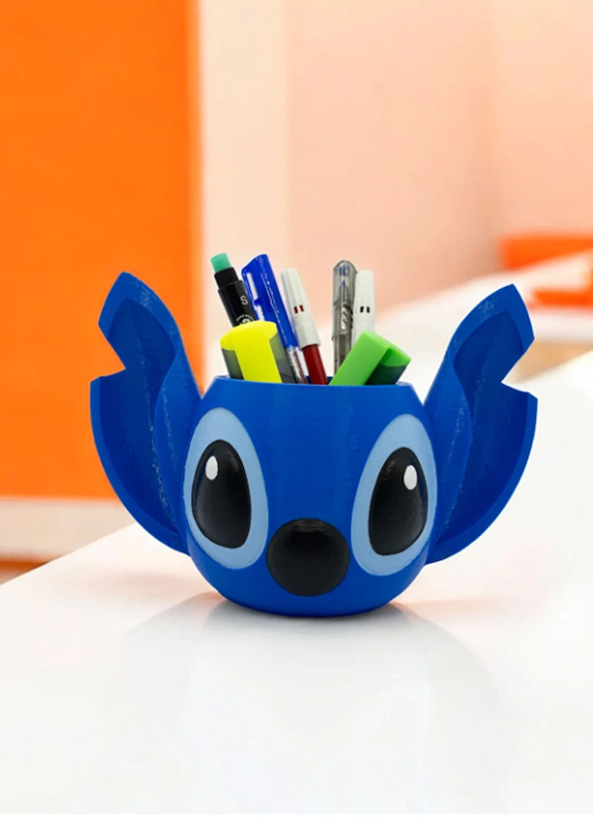 Stitch Figür Kalemlik Masaüstü Kalemlik Fırçalık Dekoratif Organizer