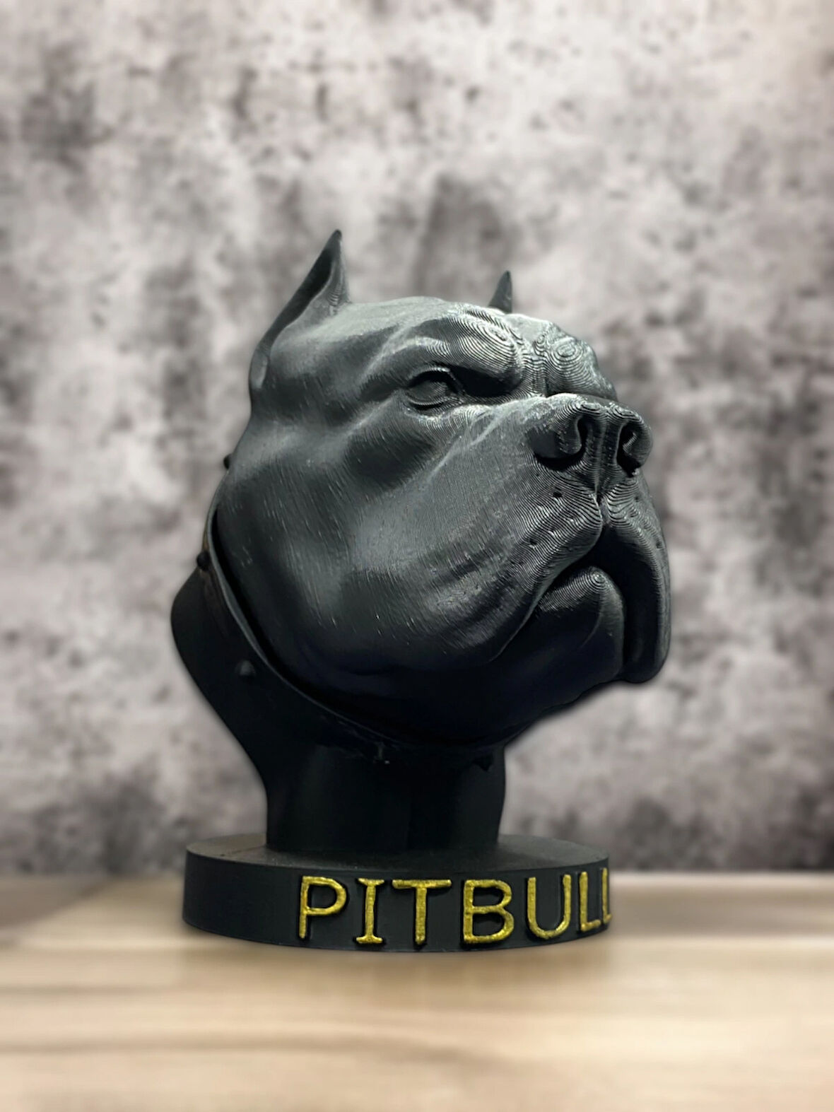Pitbul Köpeği Büstü - Şık ve Modern Dekoratif Ev ve Ofis Tasarımı 15cm