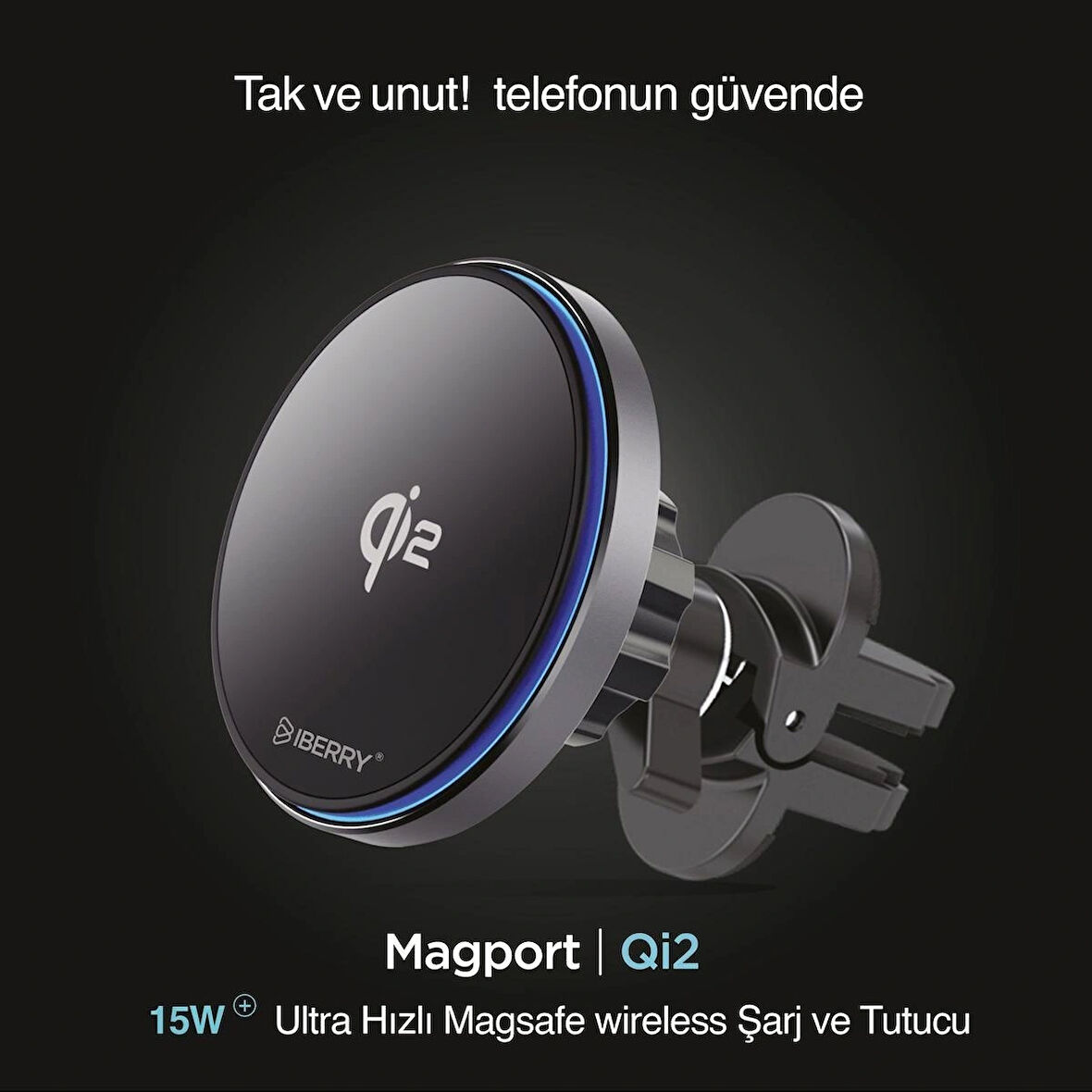 IBERRY MAGPORT MG3 Qİ2 WIRELESS KLİPSLİ TELEFON TUTUCU