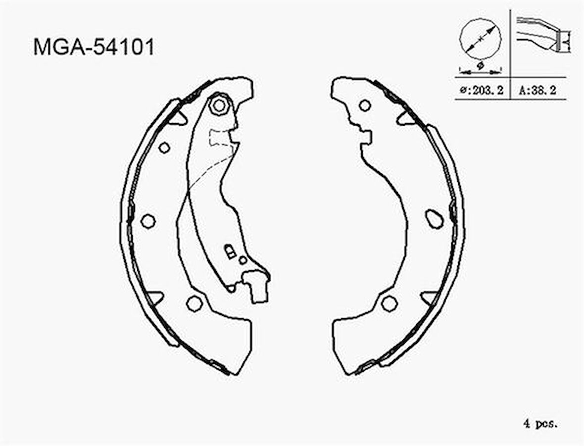 MGA 54101 Arka Pabuç Balata Ø-Brava 1.6 16V 1995-2002 Bravo 1.6 16V 1995-2004 Marea 1.6 16V 1996-2006 9947690