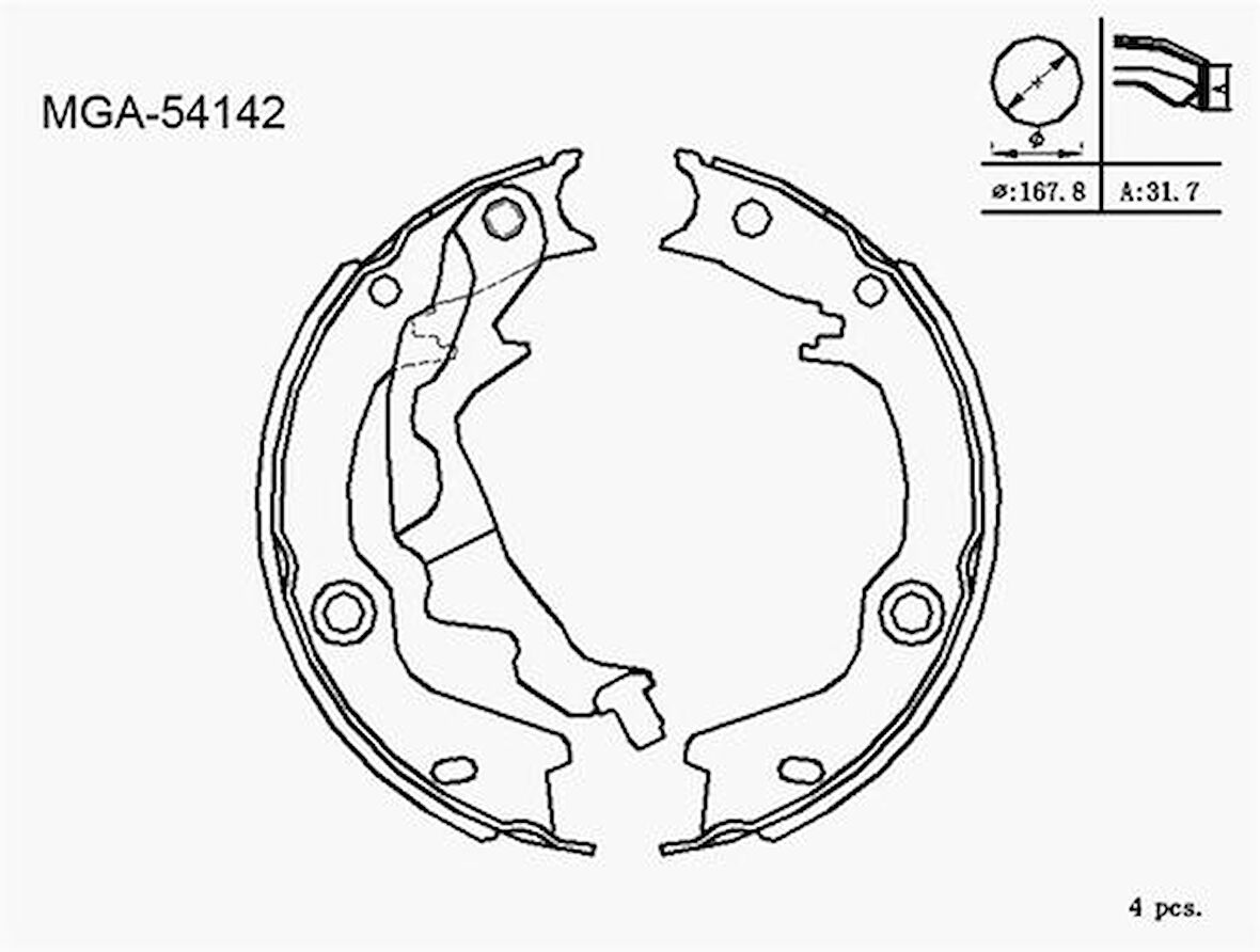 MGA 54142 El Fren Balatası Arka Pabuç Accent Era 05- 583501GA00