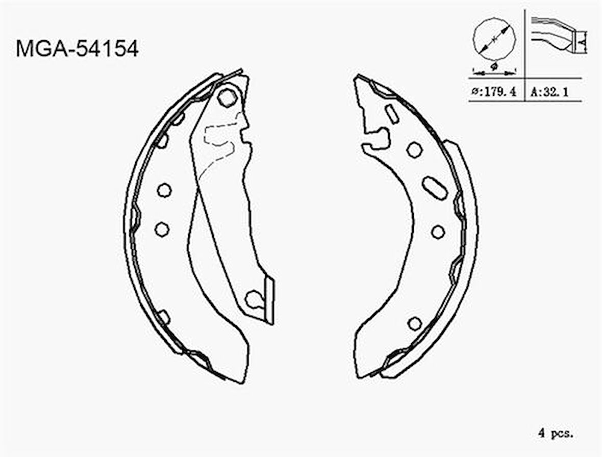 MGA 54154 Kampana Balata Levyelı Dar Tip Escort 90 ABS 92AX2200BB