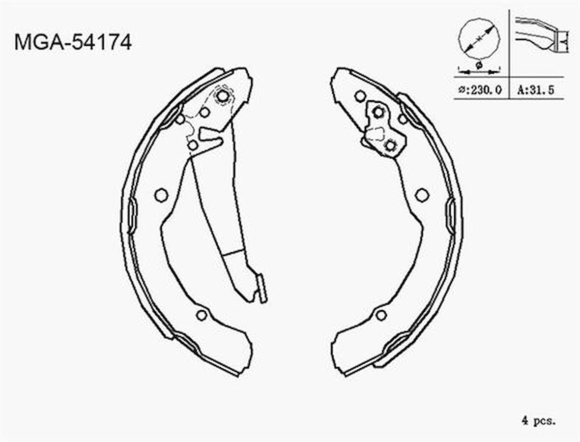 MGA 54174 Kampana Balata-230x32 Volkswagen Caddy 96-03 Octavia 01-10 1J0698525A