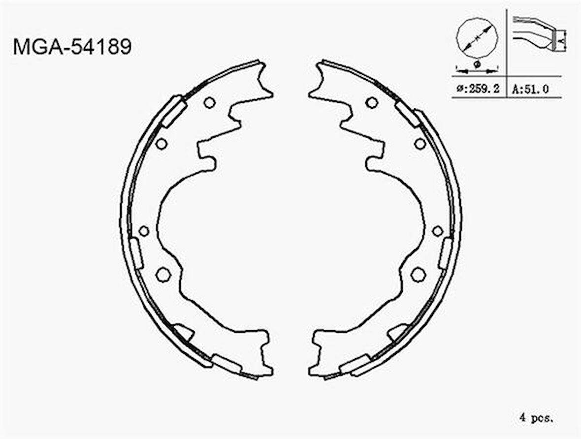MGA 54189 Kampana Balata Mazda B2500 2WD 4WD 97-01 U0Y92638ZA
