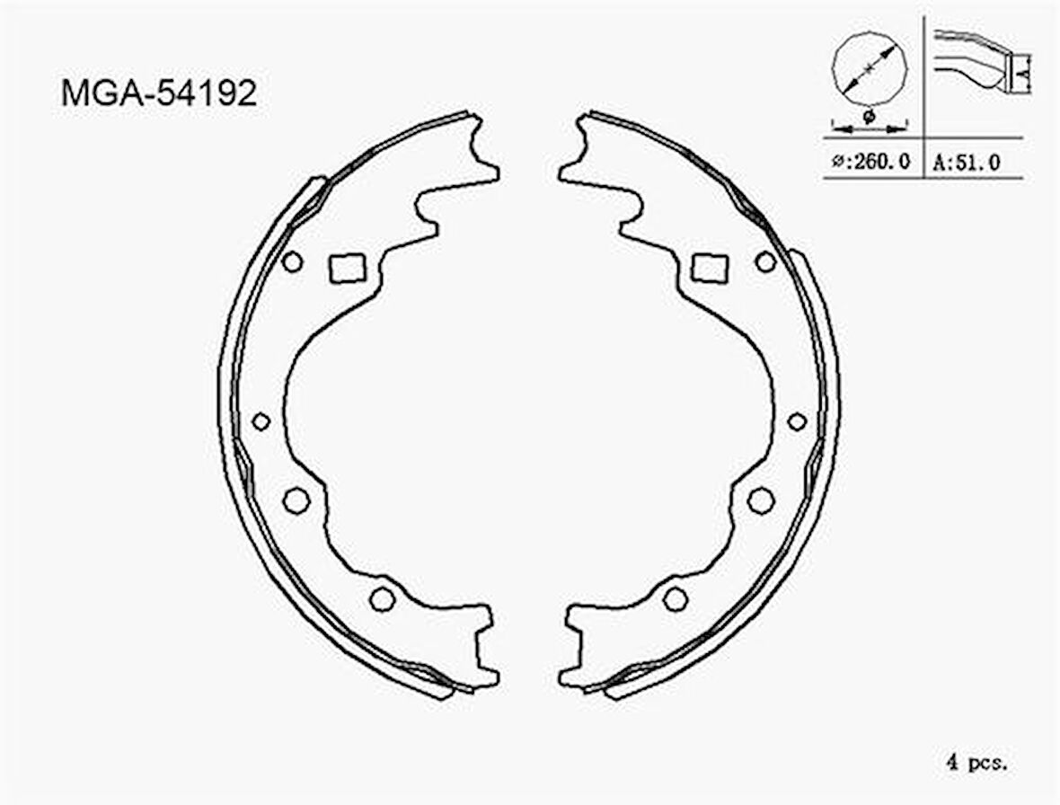 MGA 54192 Kampana Balata Bongo Besta 98-03-Mazda E2200 97 Tek Teker 0K70Y2638Z