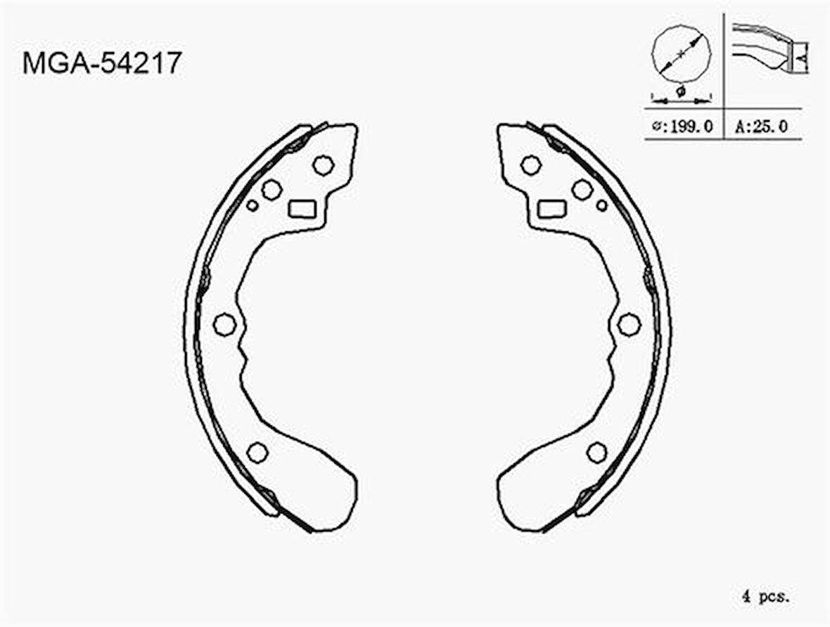 MGA 54217 Balata Fren Pabuç Arka Rio 00-04 0K30A2628Z