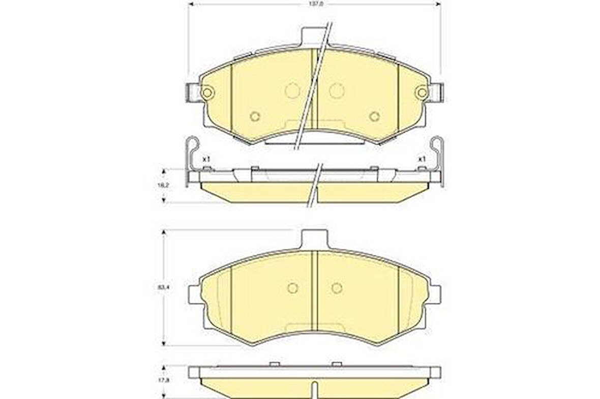 MGA 55231 Balata Fren Ön-Elantra 00-04-Matrix 09-10 581012DA40