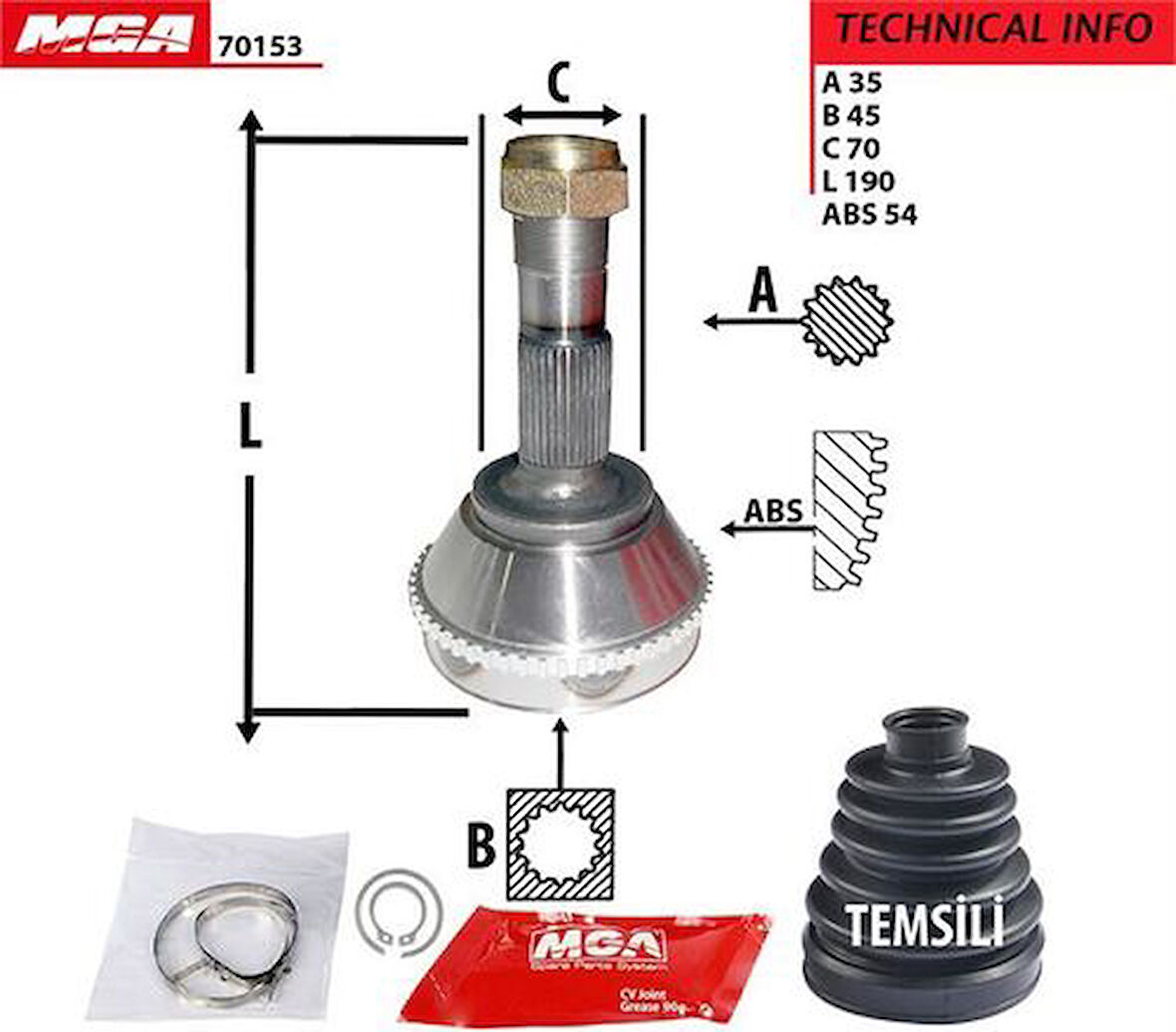 MGA 70153 Aks Kafası Diş-ABS'li Boxer Jumper Ducato 18Q 35x45x69 9567582280