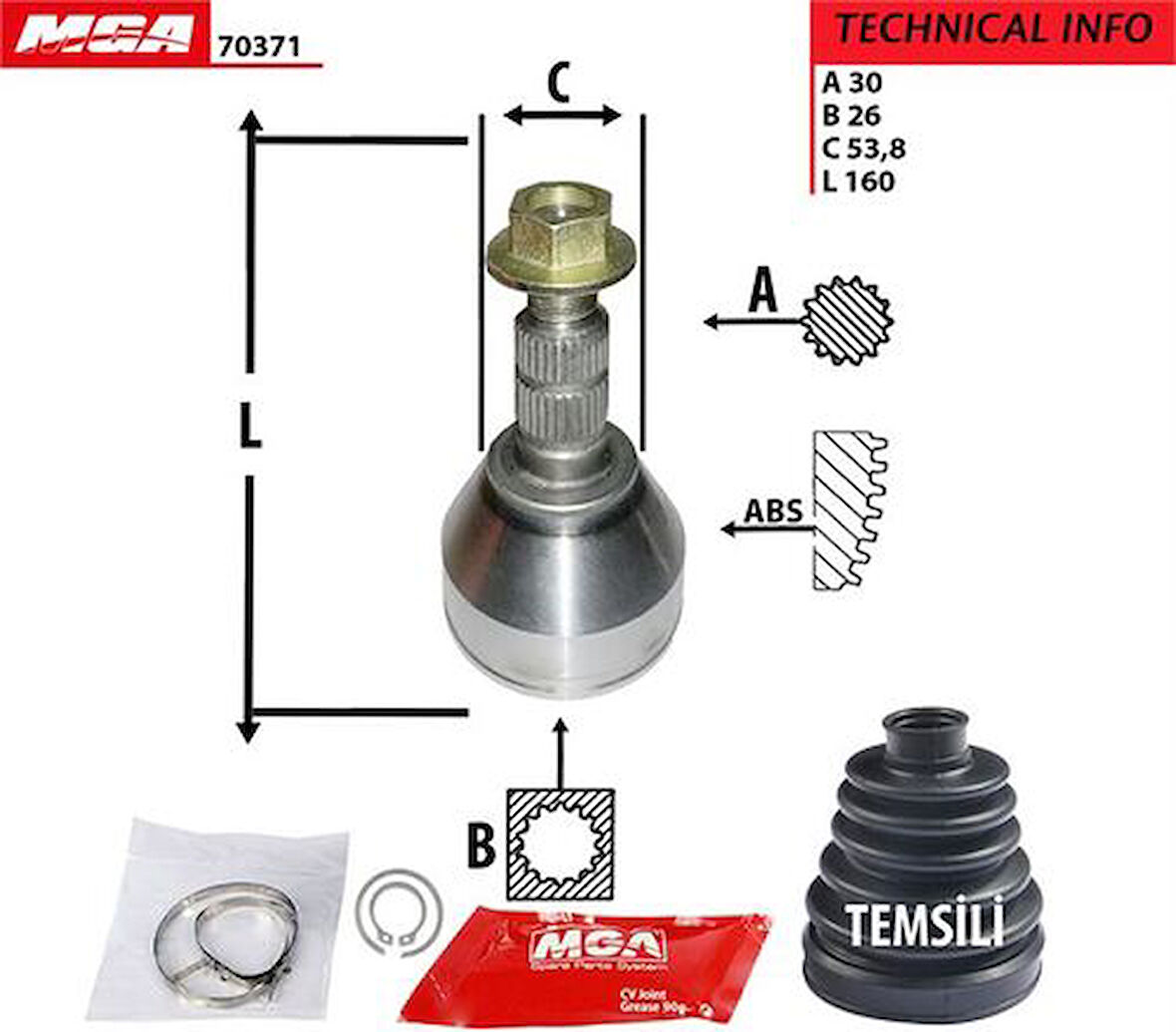 MGA 70371 Aks Kafası Diş Insignia 1.6T 180 Hp 09- 374843