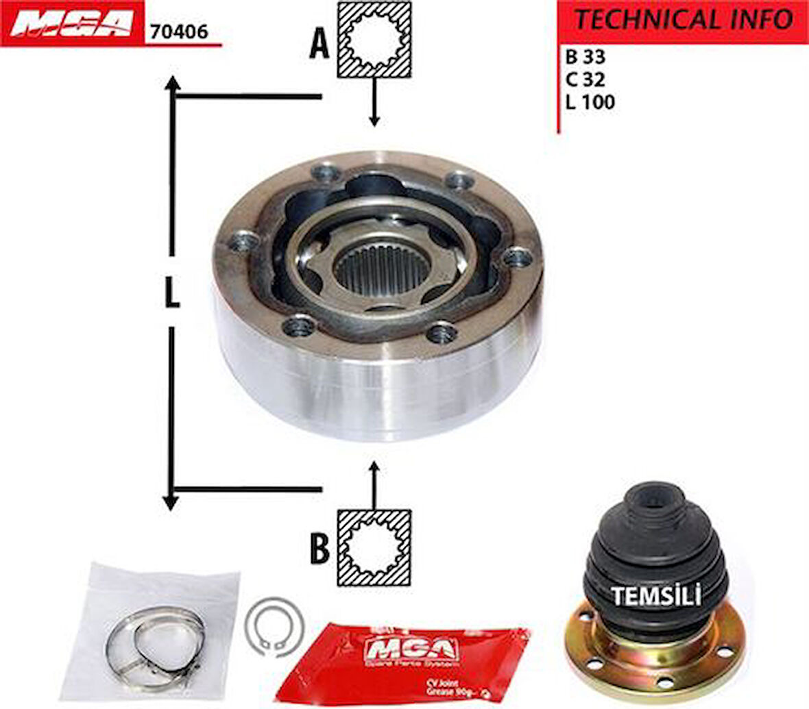 MGA 70406 Aks Kafası Ic-Volkswagen Passat 82-92-A80 82-88 33x99 893498103