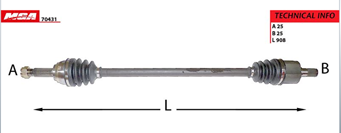 AKS KOMPLE SAĞ ABSLİ HYUNDAI  ACCENT 00-06 MILENYUM ADMIRE 1.3 1.5 / GETZ 03-06 1.3-1.6 / MGA-70431 / 49500-25210