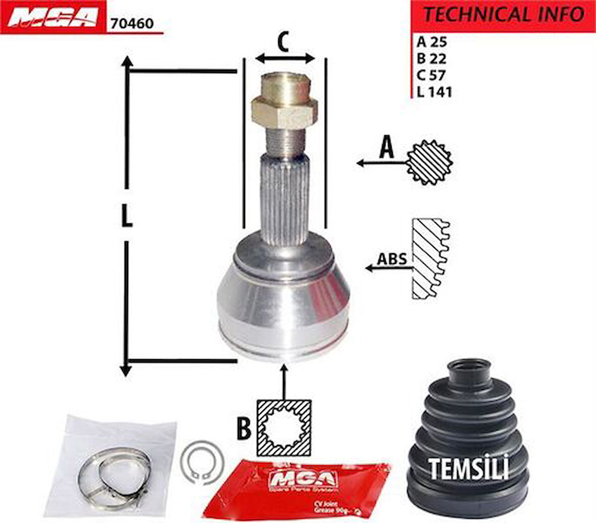 MGA 70460 Aks Kafası Diş Fiesta 1.25-1.3-1.6 94 98FX3C242B1A