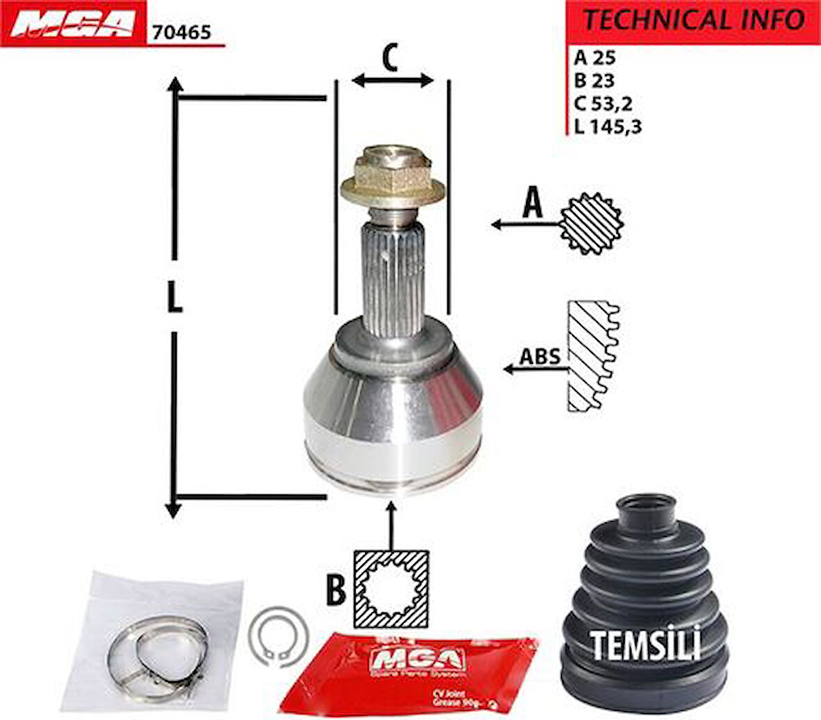 MGA 70465 Aks Kafası Diş Focus 1.6-1.8 98- XS4W3A327DA