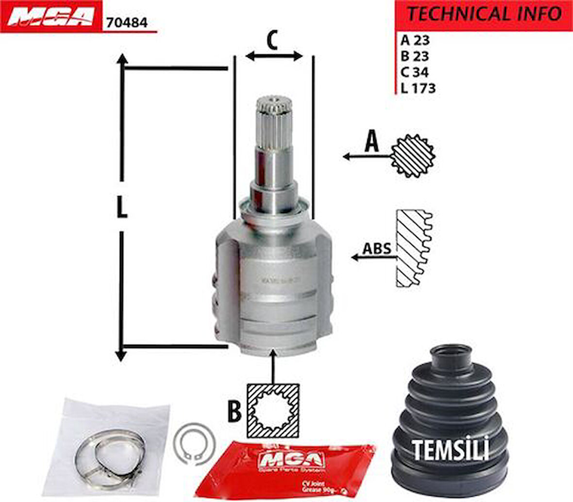 MGA 70484 Aks Kafa Ic-Corolla 03-07 1.4 1.6 VVTI Benzinli 23x23x33 708052