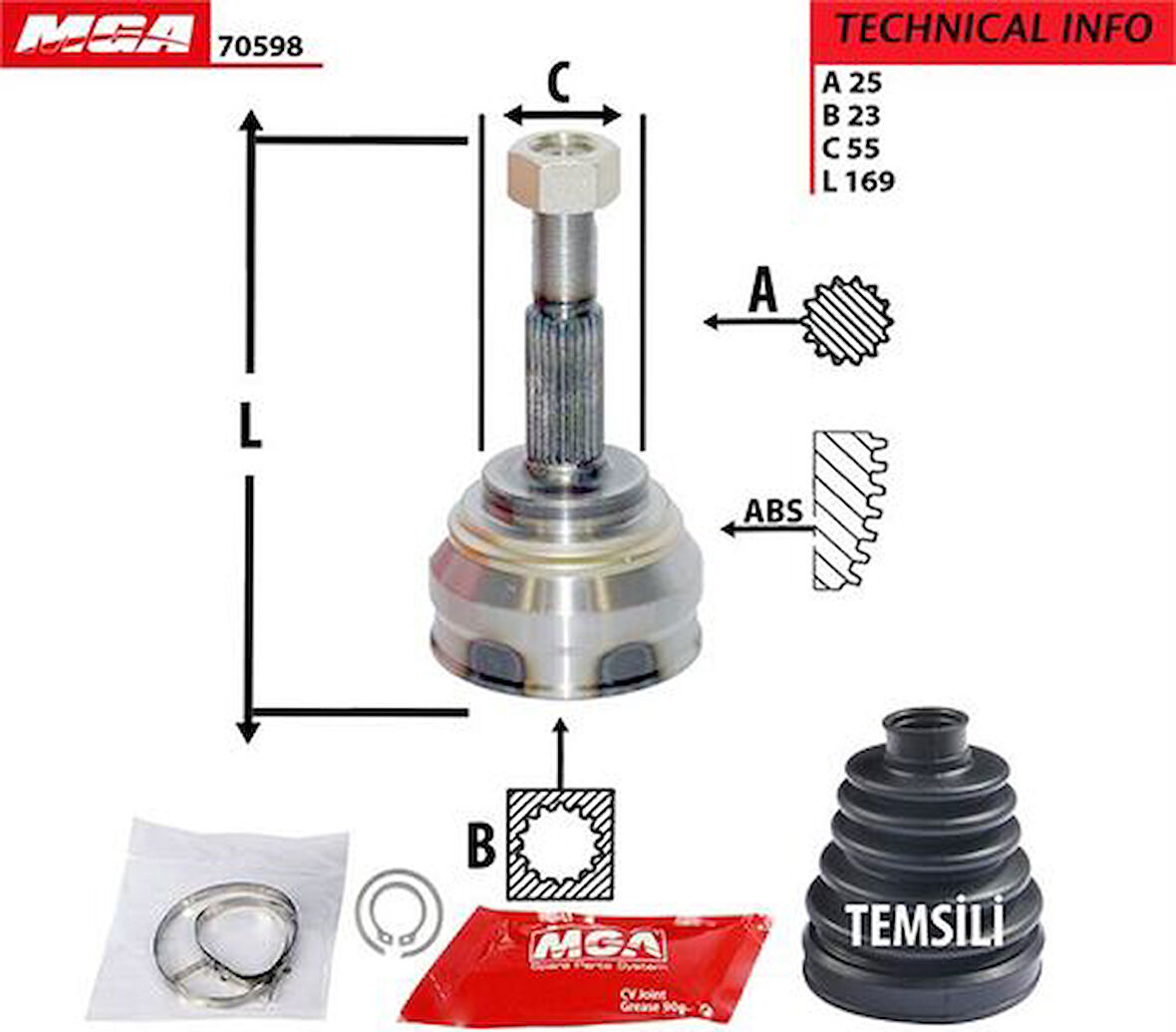 MGA 70598 Aks Kafa Diş-Nissan Sunny 90-96 25x23x54 391010M905