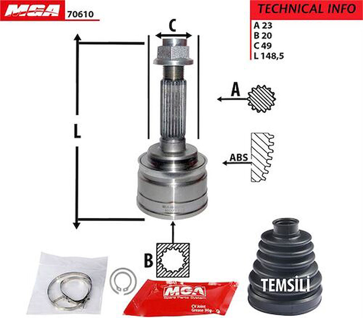 MGA 70610 Aks Kafa Diş-Suzuki Swift-Macar 96-02 1.2 44102-80E21