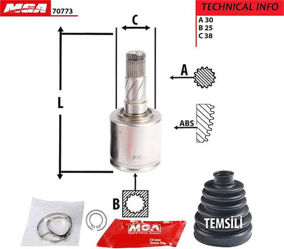 MGA 70773 Aks Kafa İç Sol Kia Sorento 02-05 30x25x37