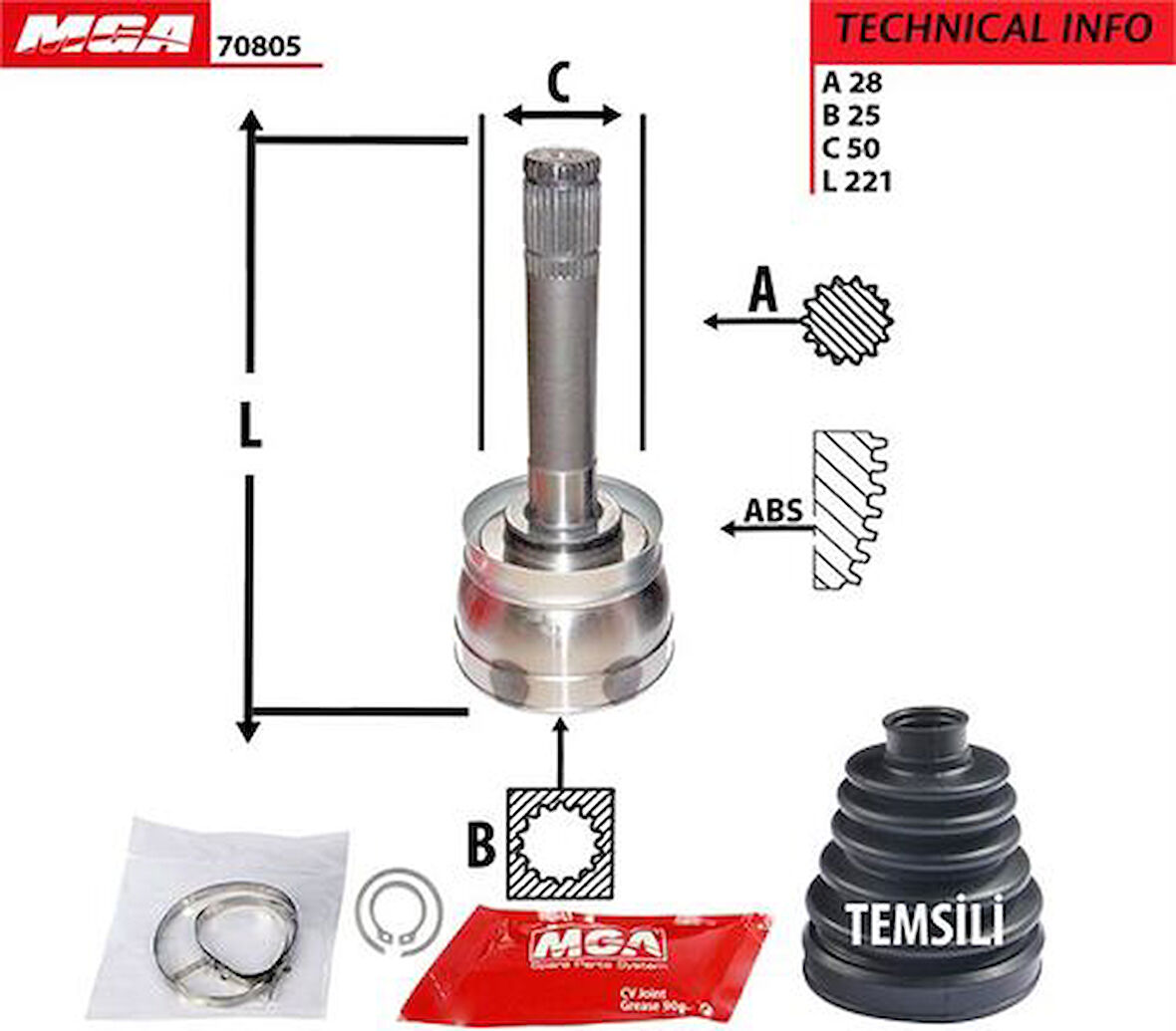 MGA 70805 Aks Kafa Diş-Nissan D22 98-02-D23 02-10 3921158G60