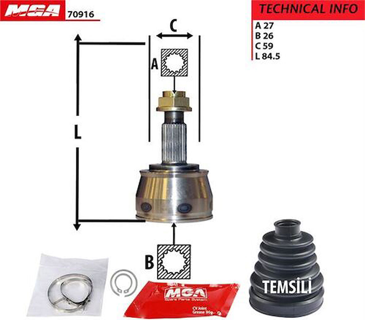 MGA 70916 Aks Kafası Sağ Sol Doblo Maxi 1.6 Multijet 2010- 51822813